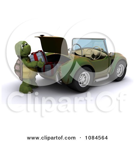 Clipart 3d Tortoise Putting Christmas Presents In A Trunk - Royalty Free CGI Illustration by KJ Pargeter