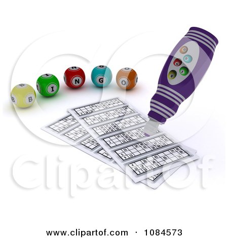 Clipart 3d Bingo Marker With Sheets And Balls - Royalty Free CGI Illustration by KJ Pargeter