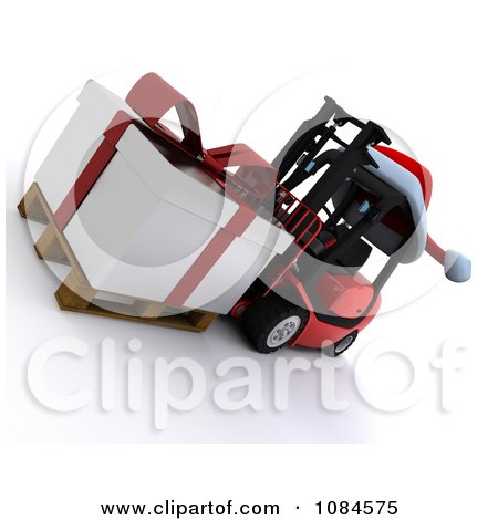 Clipart 3d Christmas Delivery Gift On A Forklift - Royalty Free CGI Illustration by KJ Pargeter