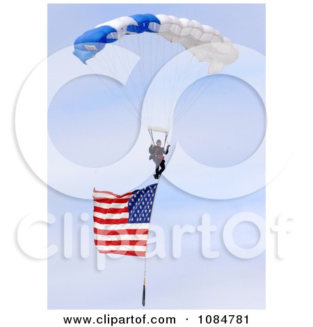 Parachuting With an American Flag - Free Stock Photography by JVPD