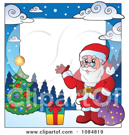 Clipart Christmas Santa Frame With Copyspace 3 - Royalty Free Vector Illustration by visekart