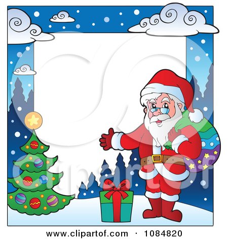 Clipart Christmas Santa Frame With Copyspace 2 - Royalty Free Vector Illustration by visekart