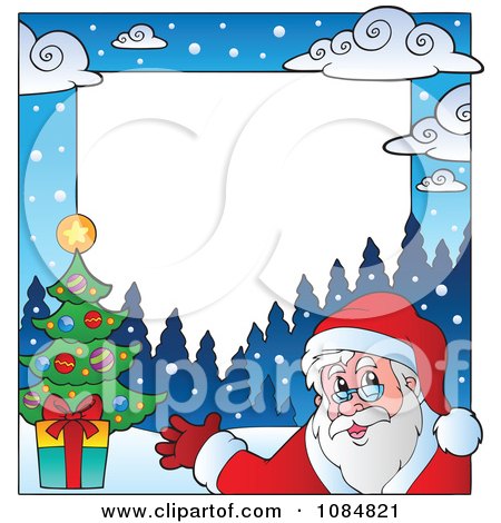 Clipart Christmas Santa Frame With Copyspace 1 - Royalty Free Vector Illustration by visekart