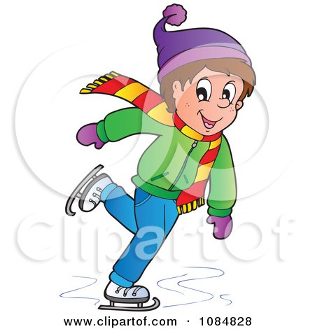 Clipart Boy Ice Skating - Royalty Free Vector Illustration by visekart