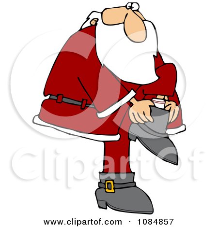 Clipart Santa Putting His Boots On - Royalty Free Vector Illustration by djart