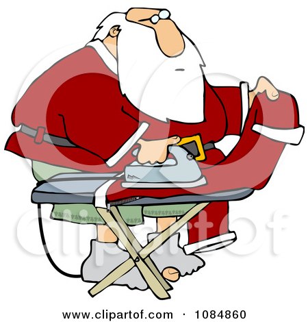 Clipart Santa Ironing His Pants - Royalty Free Vector Illustration by djart