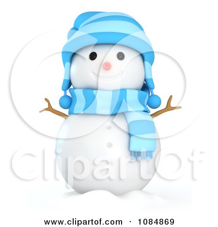 Clipart 3d Winter Snowman With A Red Hat And Scarf - Royalty Free CGI Illustration by BNP Design Studio