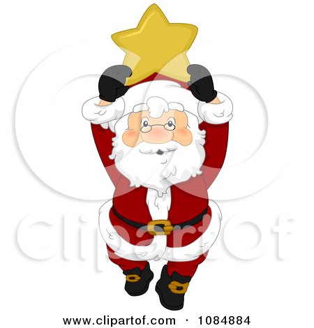 Clipart Santa Claus Holding Up A Christmas Star - Royalty Free Vector Illustration by BNP Design Studio