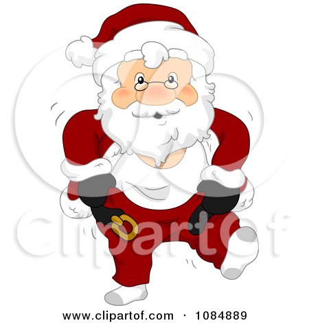 Clipart Santa Claus Dressing In His Christmas Suit - Royalty Free Vector Illustration by BNP Design Studio