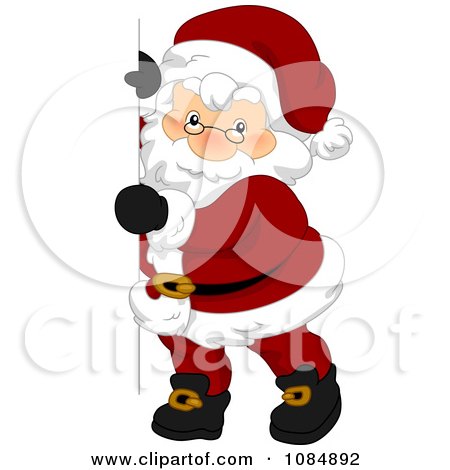 Clipart Santa Claus With A Christmas Sign 1 - Royalty Free Vector Illustration by BNP Design Studio