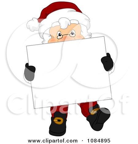 Clipart Santa Claus With A Christmas Sign 3 - Royalty Free Vector Illustration by BNP Design Studio