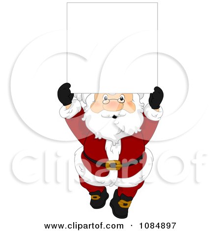 Clipart Santa Claus With A Christmas Sign 4 - Royalty Free Vector Illustration by BNP Design Studio