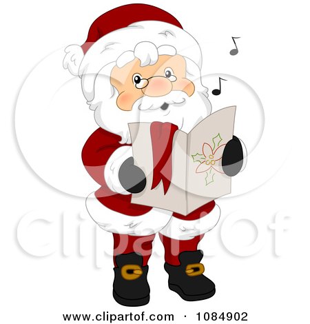 Clipart Santa Claus Singing Christmas Carols - Royalty Free Vector Illustration by BNP Design Studio