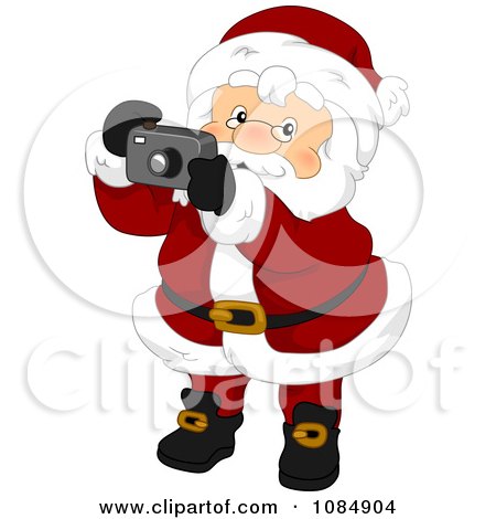 Clipart Santa Claus Taking Christmas Pictures - Royalty Free Vector Illustration by BNP Design Studio