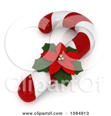 Clipart 3d Poinsettia Flower On A Christmas Candy Cane - Royalty Free CGI Illustration by BNP Design Studio