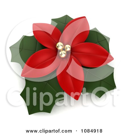 Clipart 3d Red Poinsettia Flower And Leaves - Royalty Free CGI Illustration by BNP Design Studio
