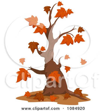 Clipart Nearly Bare Autumn Tree - Royalty Free Vector Illustration by BNP Design Studio