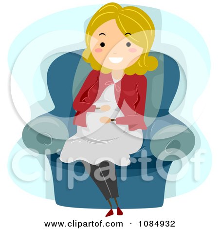 Clipart Blond Pregnant Woman Rubbing Her Baby Bump - Royalty Free Vector Illustration by BNP Design Studio