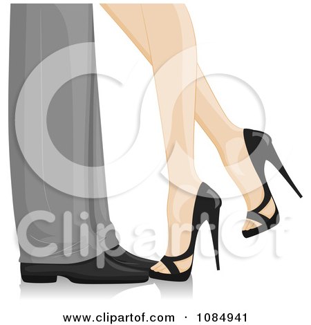 Clipart Formal Couples Feet With The Woman Kicking Her Leg Back - Royalty Free Vector Illustration by BNP Design Studio