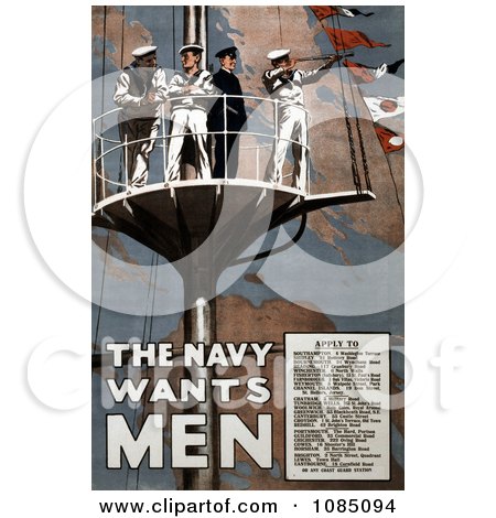 The Navy Wants Men, Sailors in a Crow’s Nest - Free Stock Illustration by JVPD