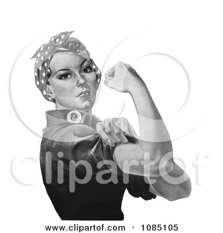 Rosie the Riveter in Black and White - Royalty Free Stock Illustration by JVPD