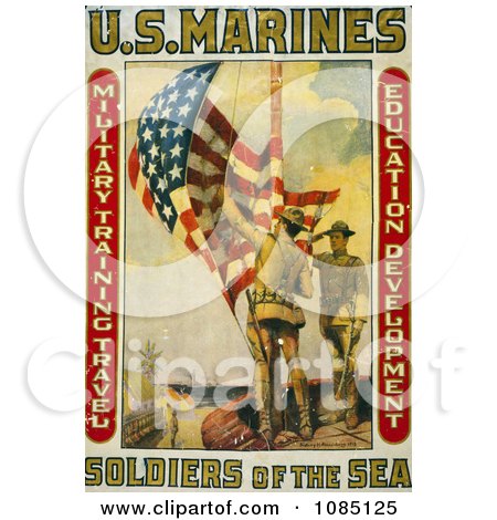 Marines Raising the American Flag - Free Stock Illustration by JVPD