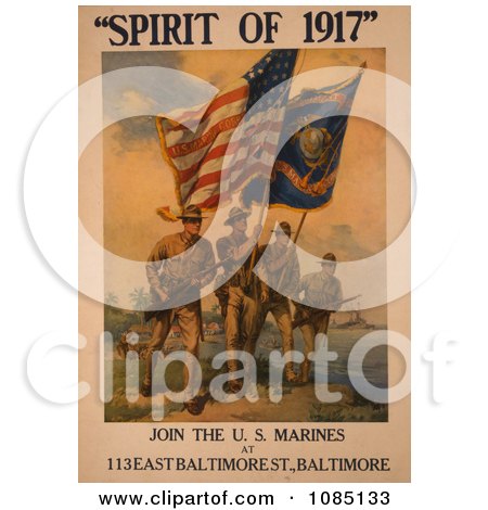 Soldiers With Flags, Spirit of 1917 - Free Stock Illustration by JVPD