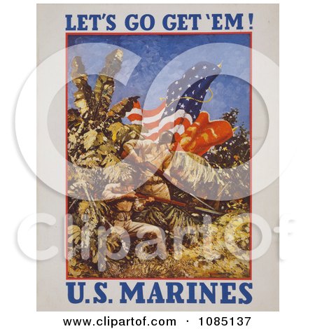 Marines With Flags and Weapons in a Jungle - Free Stock Illustration by JVPD