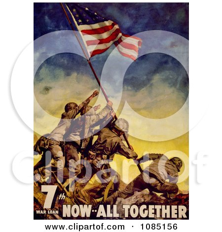 Raising the Flag at Iwo Jima - Free Stock Illustration by JVPD