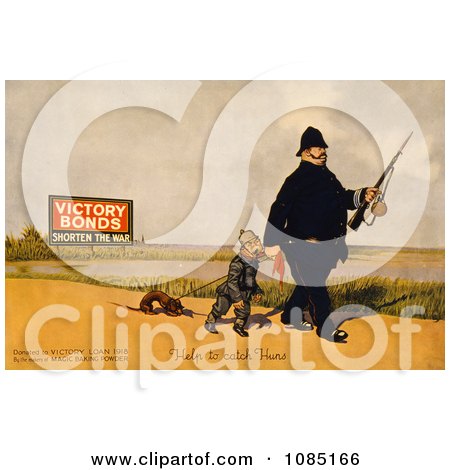 Canadian Policeman With a German Soldier and Dachshund Dog - Free Stock Illustration by JVPD