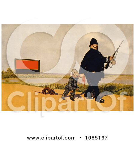 Canadian Policeman With a German Soldier and Dachshund Dog - Free Stock Illustration by JVPD