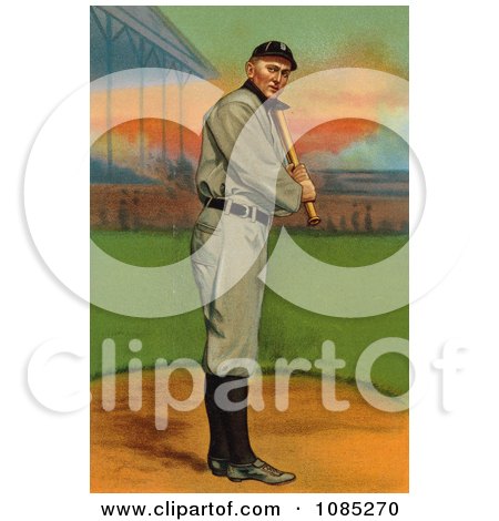 Vintage Detroit Tigers Baseball Card Of Ty Cobb Up For Bat - Royalty Free Stock Illustration by JVPD