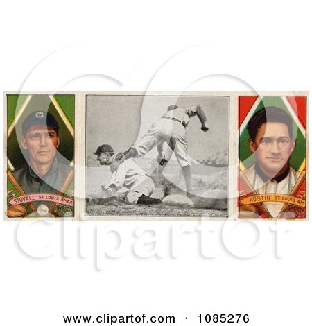 Vintage St. Louis Browns Baseball Card Of George Stovall And James Austin With A Center Photo - Royalty Free Stock Illustration by JVPD