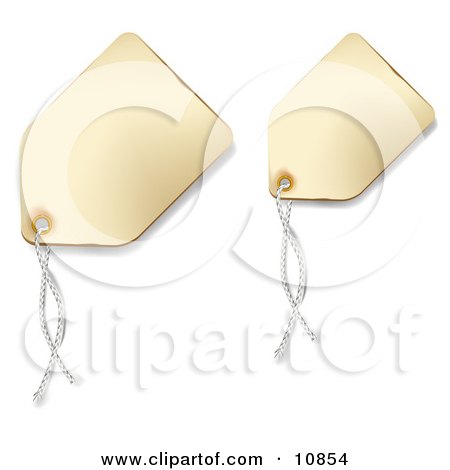 Off White Blank Sales Price Tags With String Clipart Illustration by Leo Blanchette