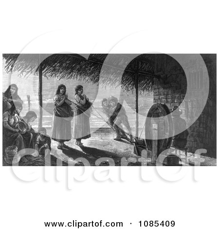 Mission Indians Making Baskets and Ropes - Free Historical Stock Illustration by JVPD