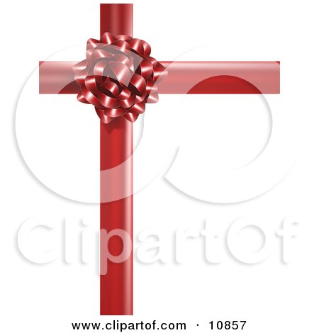 Gift Present Wrapped With a Red Bow and Ribbon Clipart Illustration by Leo Blanchette