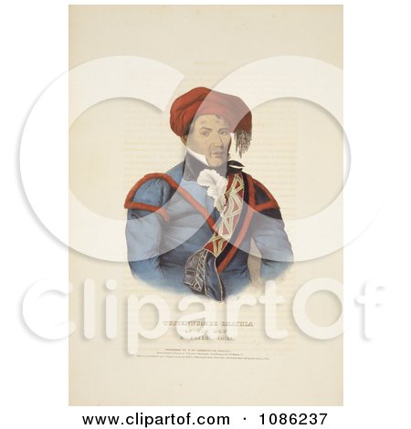Creek Indian Chief, Tustennuggee Emathla or Jim Boy - Free Historical Stock Illustration by JVPD
