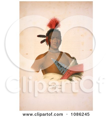Moa-Na-Hon-Ga/Great Walker, Ioway Indian Chief - Free Historical Stock Illustration by JVPD