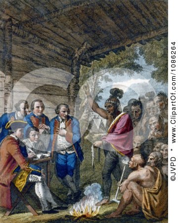 The Indians Giving a Talk to Colonel Bouquet - Free Historical Stock Illustration by JVPD