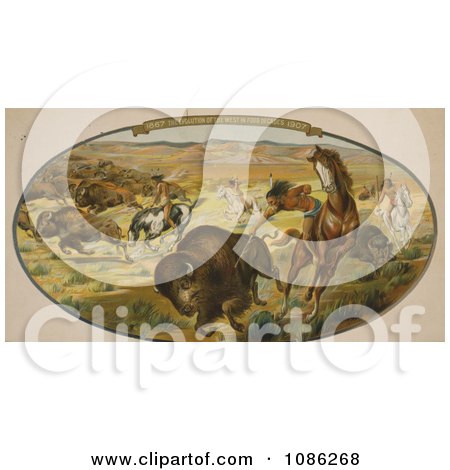 Native Americans Hunting Bison - Free Historical Stock Illustration by JVPD