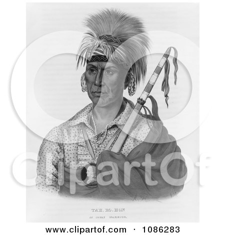 Ioway Native American Warrior Named Tah-Ro-Hon - Free Historical Stock Illustration by JVPD