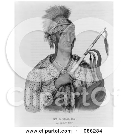 Ioway Native American Indian Chief, Ne-O-Mon-Ne - Free Historical Stock Illustration by JVPD