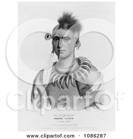 Ioway Native American Indian Chief Called Ma-Has-Kah or White Cl - Free Historical Stock Illustration by JVPD