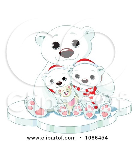 Clipart Cute Christmas Polar Bear Family Huddled - Royalty Free Vector Illustration by Pushkin