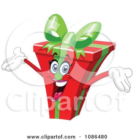 Clipart Energetic Christmas Gift Character - Royalty Free Vector Illustration by yayayoyo