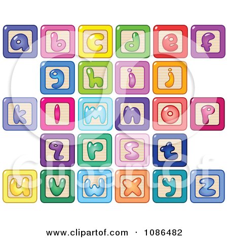 Clipart Colorful Lowercase Letter Alphabet Blocks - Royalty Free Vector Illustration by yayayoyo
