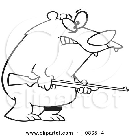 Clipart Outlined Armed Bear - Royalty Free Vector Illustration by toonaday