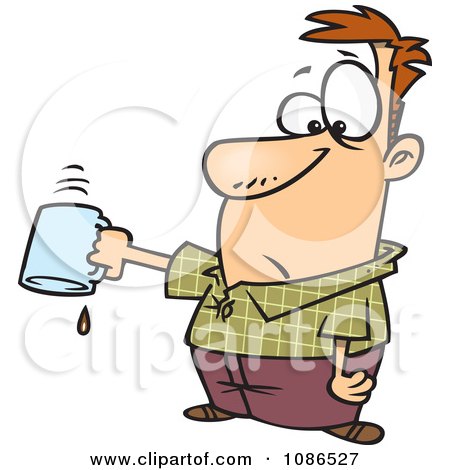 Clipart Businessman Turning Out His Last Drop Of Coffee - Royalty Free Vector Illustration by toonaday