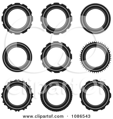 Clipart Black And White Rubber Tire Designs - Royalty Free Vector Illustration by michaeltravers