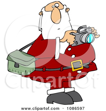 Clipart Santa Holding A Camera - Royalty Free Vector Illustration by djart